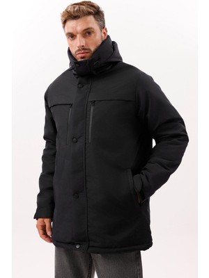 Freemen Erkek Polarlı Kürklü Su ve Rüzgar Geçirmez Kapüşonlu Kışlık Mont & Kaban & Parka - Elyaflamalı