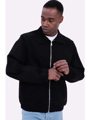 Freemen Erkek Basic Gabardin Kumaş Fermuarlı Oversize Mevsimlik Polo Yaka Ceket