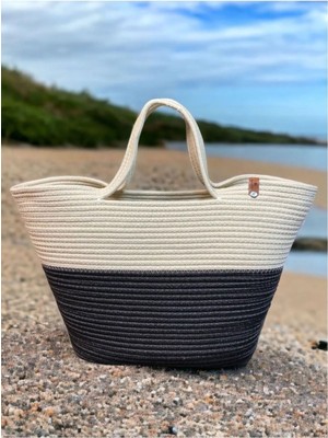 My Doğa Store Hasır Jüt Görünümlü Plaj Çantası  Jüt El Çantası Kol Çantası