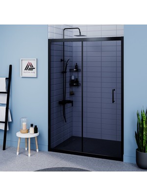 Vesta D200 Iki Duvar Arası 1 Sabit 1 Sürgü Duşakabin Siyah Profil Füme Cam H: 190 cm