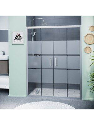 Kupon Duş ve Banyo Sistemleri Vesta D400 İki Duvar Arası 2 Sabit 2 Sürgü Duşakabin Parlak Profil Kumlu Cam H: 190 cm