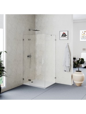 Kupon Duş ve Banyo Sistemleri Helios D102 Dikdörtgen Menteşeli Sistem Duşakabin Şeffaf Cam H: 190 cm