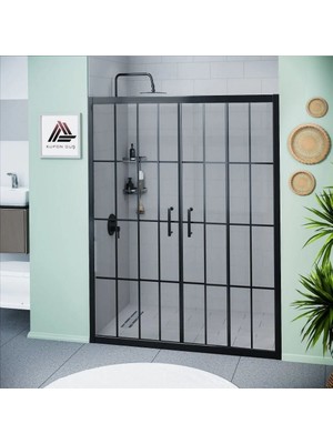 Kupon Duş ve Banyo Sistemleri Vesta D400 Iki Duvar Arası 2 Sabit 2 Sürgü Duşakabin Siyah Profil Karolajlı Cam H: 190 cm