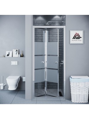 Kupon Duş ve Banyo Sistemleri Vesta D500 Katlanır Duşakabin Parlak Profil Kumlu Cam H: 190 cm