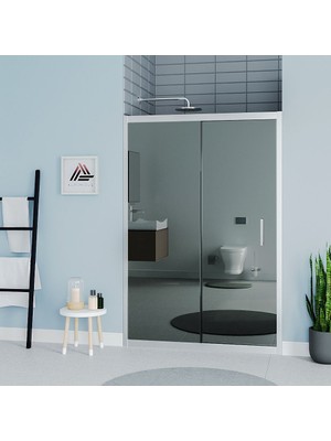 Kupon Duş ve Banyo Sistemleri Vesta D200 İki Duvar Arası 1 Sabit 1 Sürgü Duşakabin Parlak Profil Reflekte (Aynalı) Cam H: 190 cm