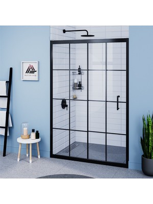 Kupon Duş ve Banyo Sistemleri Vesta D200 İki Duvar Arası 1 Sabit 1 Sürgü Duşakabin Siyah Profil Karolaj Cam H: 190 cm