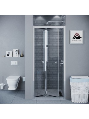 Kupon Duş ve Banyo Sistemleri Vesta D500 Katlanır Duşakabin Parlak Profil Şeffaf Cam H: 190 cm