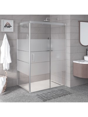 Kupon Duş ve Banyo Sistemleri Vesta D201 Dikdörtgen Duşakabin Parlak Profil Kumlu Cam H: 190 cm