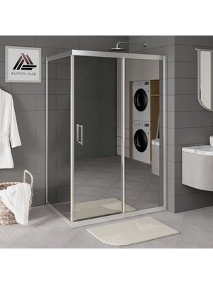 Kupon Duş ve Banyo Sistemleri Vesta D201 Dikdörtgen Duşakabin Parlak Profil Reflekte Aynalı Cam H: 190 cm