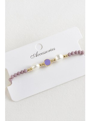 Mineli Inci Kristal Makrome Ip Bileklik