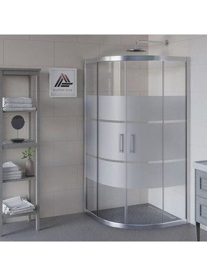 Kupon Duş ve Banyo Sistemleri Vesta D300 Oval Duşakabin Parlak Profil Kumlu Cam H: 190 cm