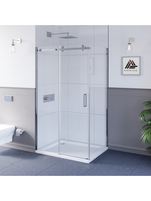 Kupon Duş ve Banyo Sistemleri Sirius D201 Dikdörgen Parlak Aksam Şeffaf Cam Askılı Sistem Duşakabin H: 200CM