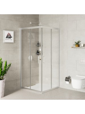 Vesta D100 Kare Duşakabin Parlak Profil Şeffaf Cam H: 190 cm