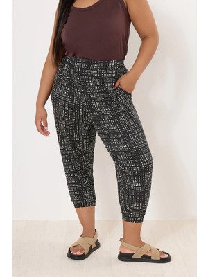 Stil Diva Büyük Beden Paçası ve Beli Lastik Detaylı Cepli Jogger Pantolon 303017
