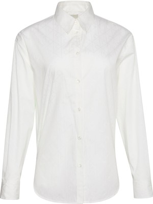 Calvin Klein Kadın Beyaz Calvin Klein Aop Logo Perfect Button-Down Shi Beyaz Kadın Gömlek