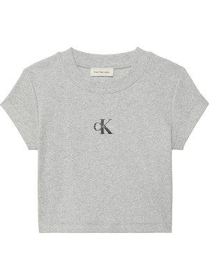 Calvin Klein Kadın Gri Calvin Klein A- Monogram Baby Tee Gri Kadın T-Shirt