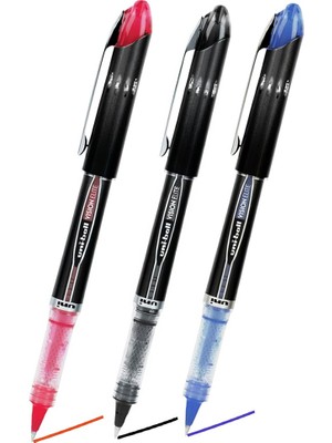 Artlantis Siyah Mavi Kırmızı Pilot Kalem UB-205 Vision Elite 0.5mm 3 Adet Uniball Pilot Kalem 0.5 mm Roller Uçlu Pilot Kalem Ince