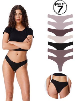 Yohannes Club Ohannes Club Kadın, Pamuklu Basic Brazilian Külot, 7'li Set, Multi Soft Color Pack, Flexible Cotton