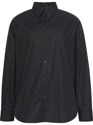 Calvin Klein Kadın Siyah Calvin Klein Aop Logo Perfect Button-Down Shi Siyah Kadın Gömlek