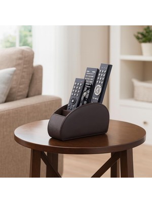 Sonorous 5 Gözlü Deri Kumandalık Standı Kahve Rengi