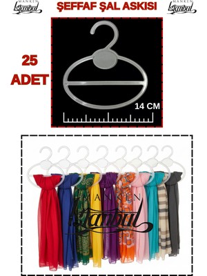 Manken İstanbul 25 Adet ( 14 cm ) Şeffaf Kristal Şal Askısı–düzenli ve Estetik Bir Görünüm Için !