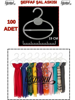 Manken İstanbul 100 Adet ( 19 cm ) Şeffaf Kristal Şal Askısı–düzenli ve Estetik Bir Görünüm Için !