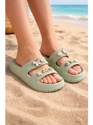 Minibonito Kız Çoçuk Taşlı Şık, Rahat, Konforlu Eva Terlik