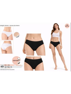 Kota Dikişsiz Lazer Kesim Cotton Siyah Renk Bikini Külot 3'lü