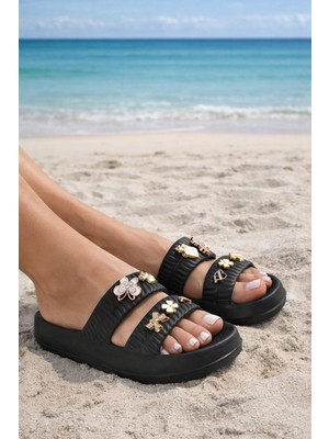 Minibonito Kız Çoçuk Taşlı Şık, Rahat, Konforlu Eva Terlik