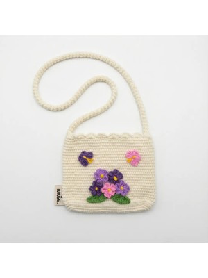Rug Muse El Örgüsü Kız Çocuk Omuz Çantası - Butterfly Garden - Kelebekli - Beyaz