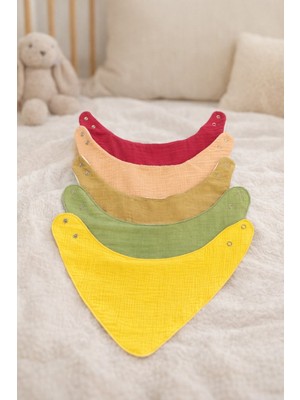 Enhitbaby %100 Pamuk Sıvı Geçirmez Oval Fular Önlük 5'li Set