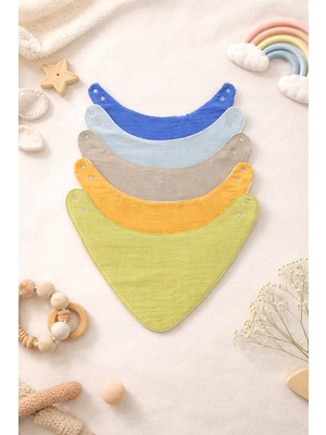 Enhitbaby %100 Pamuk Sıvı Geçirmez Oval Fular Önlük 5'li Set