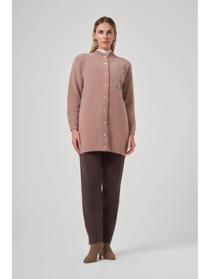 Eskişehir Mağazacılık 7007 Nuss Pul Nakışlı Uzun Hırka