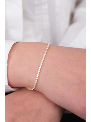 Güzide Kuyumcu 14 Ayar Altın Ince Taşlı Su Yolu Bileklik 1018