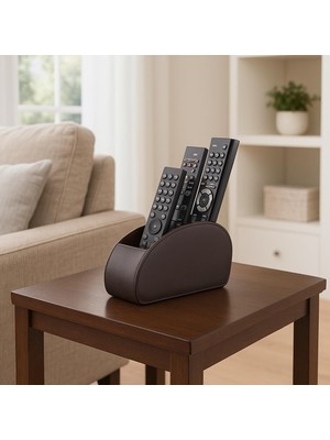Sonorous 5 Gözlü Deri Kumandalık Standı - Kahverengi