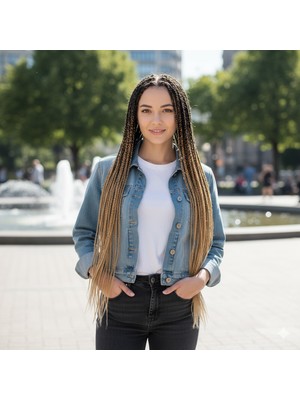 Hsc Bilişim Afrika Örgüsü ve Rasta Için Sentetik Ombreli Saç / Siyah / Balköpüğü