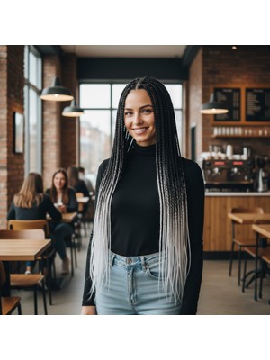 Hsc Bilişim Afrika Örgüsü ve Rasta Için Sentetik Ombreli Saç / Siyah / Açık Gri