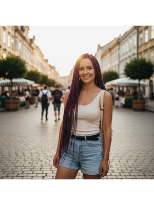 Hsc Bilişim Afrika Örgüsü ve Rasta Için Sentetik Saç / Mürdüm Moru