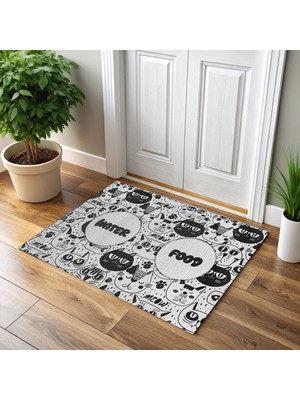 Patilemece Kedi Çizim Desenli Dijital Baskılı 35X50CM Kedi Köpek Mama Paspası