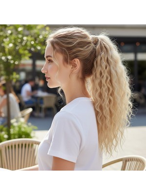 Hsc Bilişim Lastik Tokalı At Kuyruğu Kabarık Afro Dalgalı / Balköpüğü Platin Röfle