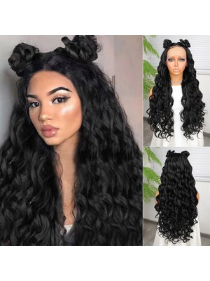 Hsc Bilişim Siyah Fiber Sentetik Yoğun Dalgalı Tül Peruk