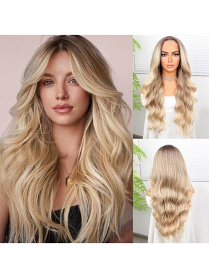 Hsc Bilişim Rus Kumralı Platin ve Balköpüğü Ombreli Işıltılı Dalgalı Tül Peruk