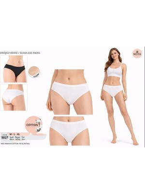 Kota Dikişsiz Lazer Kesim Cotton Asorti (Siyah, Beyaz, Ten) Bikini Külot 3'lü