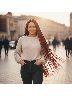 Hsc Bilişim Afrika Örgüsü ve Rasta Için Sentetik Saç / Açık Kızıl