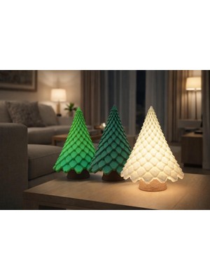 Modu3D Dekoratif Çam Ağacı LED Masa Lambası Seti (1’ Adet) – Salon & Oturma Odası Ambiyans Aydınlatması