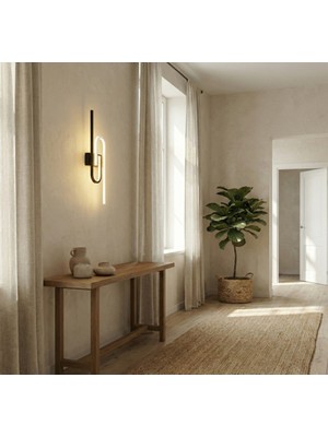 Acrolite Dekoratif Duvar Aplik Aydınlatması (Oturma Odası, Yatak Odası, Yemek Odası) 50X10CM Siyah/beyaz 4000K