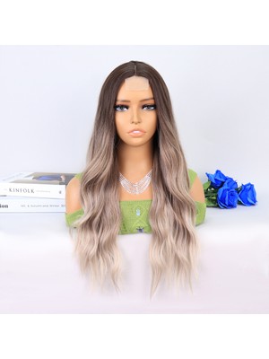 Hsc Bilişim Rus Kumralı Beyaz Platin Ombre ve Röfleli Tül Peruk