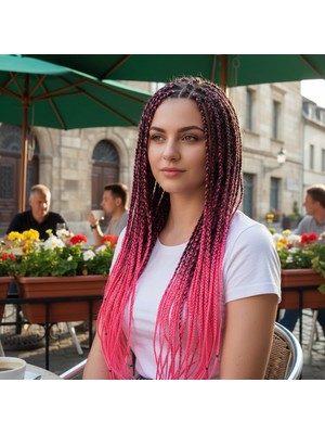 Hsc Bilişim Afrika Örgüsü ve Rasta Için Sentetik Ombreli Saç / Siyah / Neon Pembe