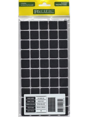 Hsc Bilişim Pacific 6020 Bl Yapışkanlı Keçe 20 mm x 20 mm Siyah