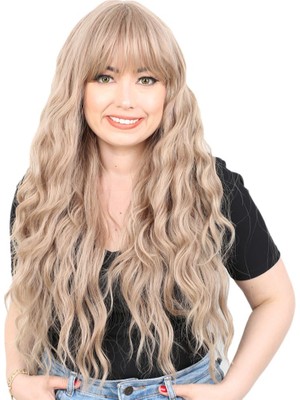 Hsc Bilişim Perçemli Uzun Su Dalgası Fiber Sentetik Peruk/ Küllü Bebek Sarı